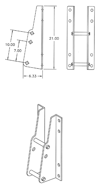 Standard Pin-on Brackets. Designed for pin on Loaders with 1" Pins (pair) - "Bolt-on" Brackets