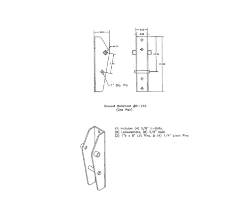 MF Brackets for DL-100 Loader, 1525 Loader - "Bolt-on" Brackets