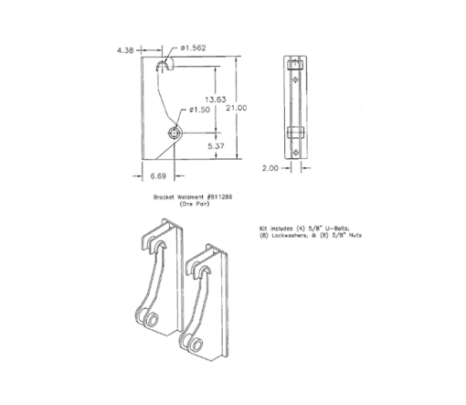 Kubota Interfacing Brackets for Model LA1251 - "Bolt-on" Brackets