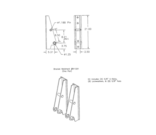 Kubota Interfacing Brackets for Model LA852 - "Bolt-on" Brackets