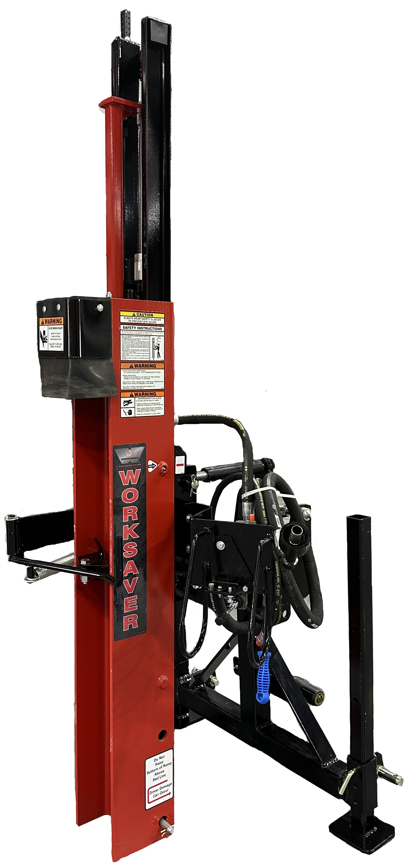 3-Point Hydraulic Post Driver Cat. 1-2 Maximum Post Size 5" x 108" - Worksaver Post Driver